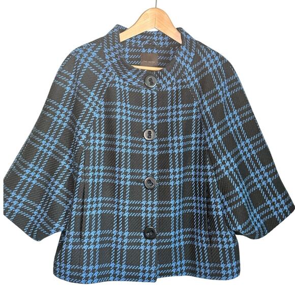 The Limited Black‑Blue Plaid Capelet Jacket Women’s L – Chic Career Short Coat - Picture 1 of 8